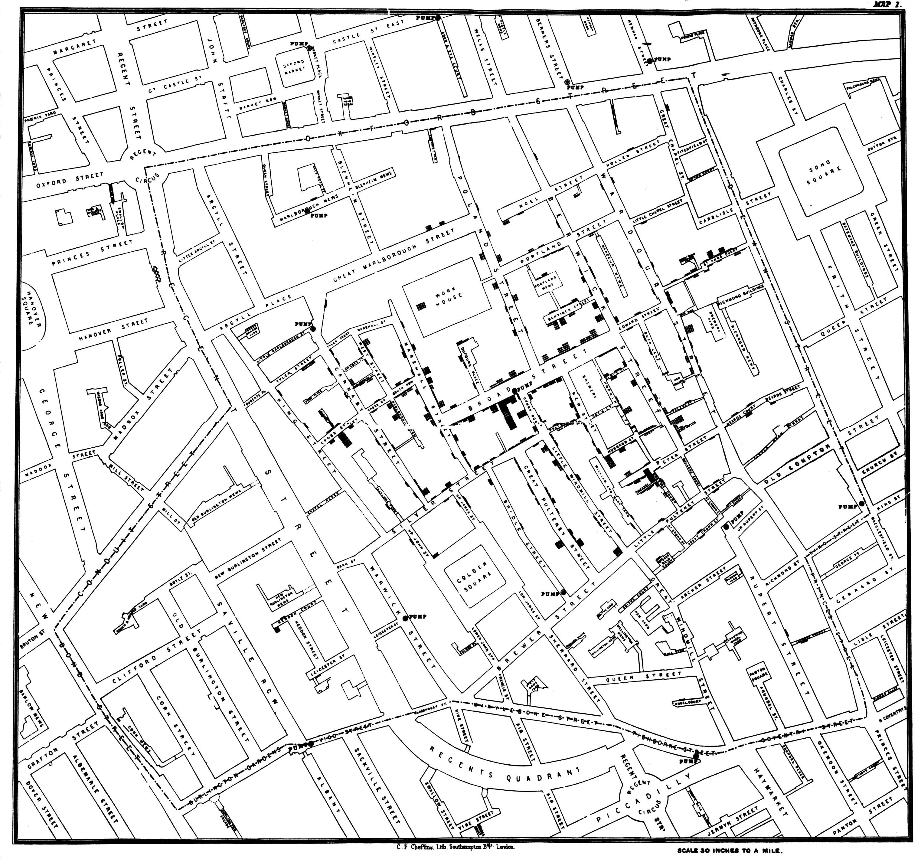 John Snow - Cholera Outbreaks Visualization